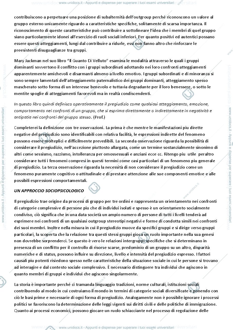 Anteprima pagina 2 — Riassunto "Psicologia del Pregiudizio" (Brown)