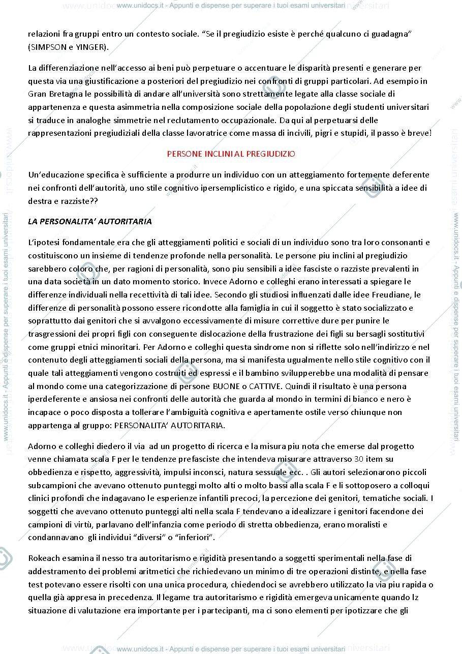 Anteprima pagina 3 — Riassunto "Psicologia del Pregiudizio" (Brown)