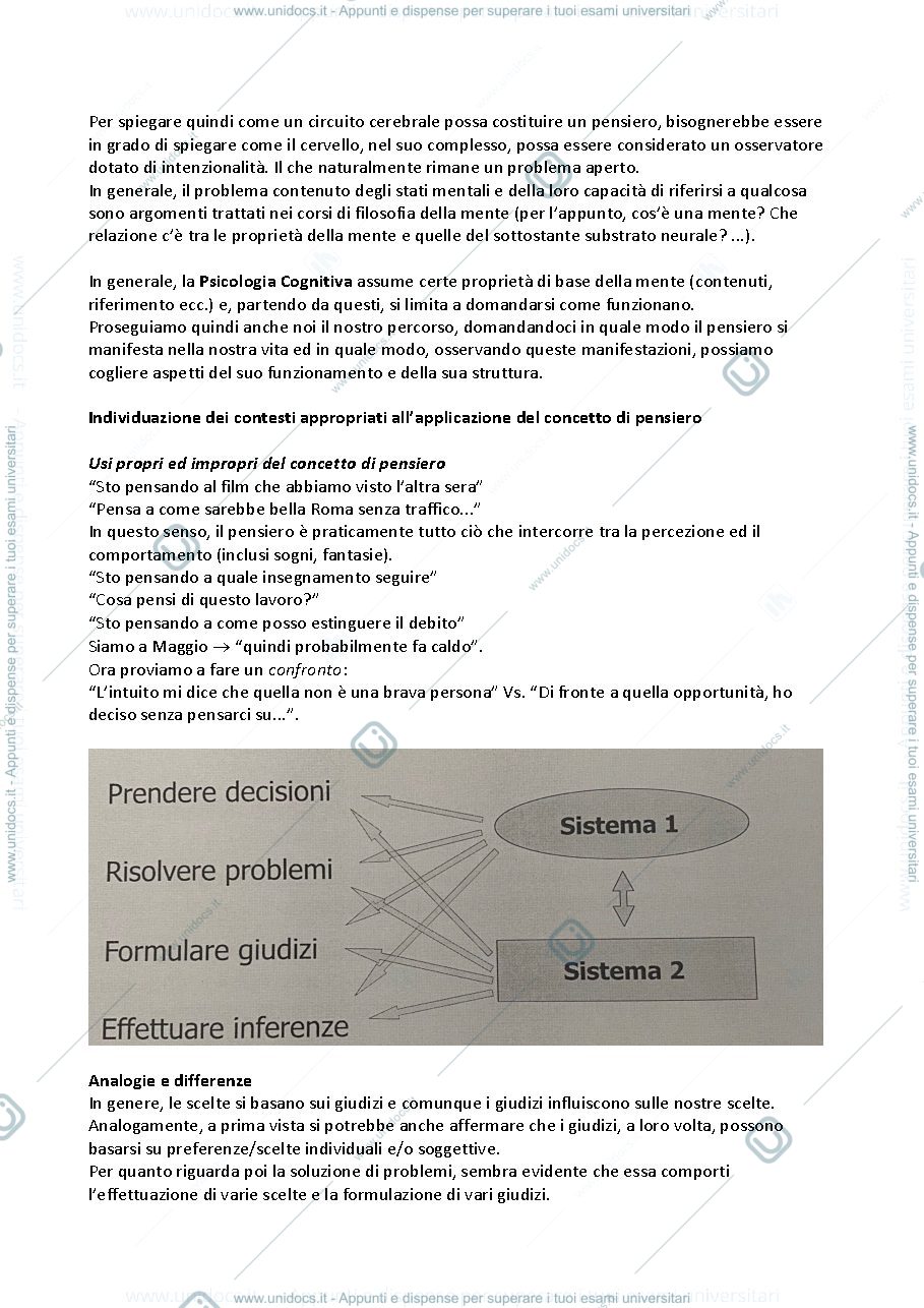 Anteprima pagina 3 — Riassunto integrato di Processi Cognitivi: IL RAGIONAMENTO