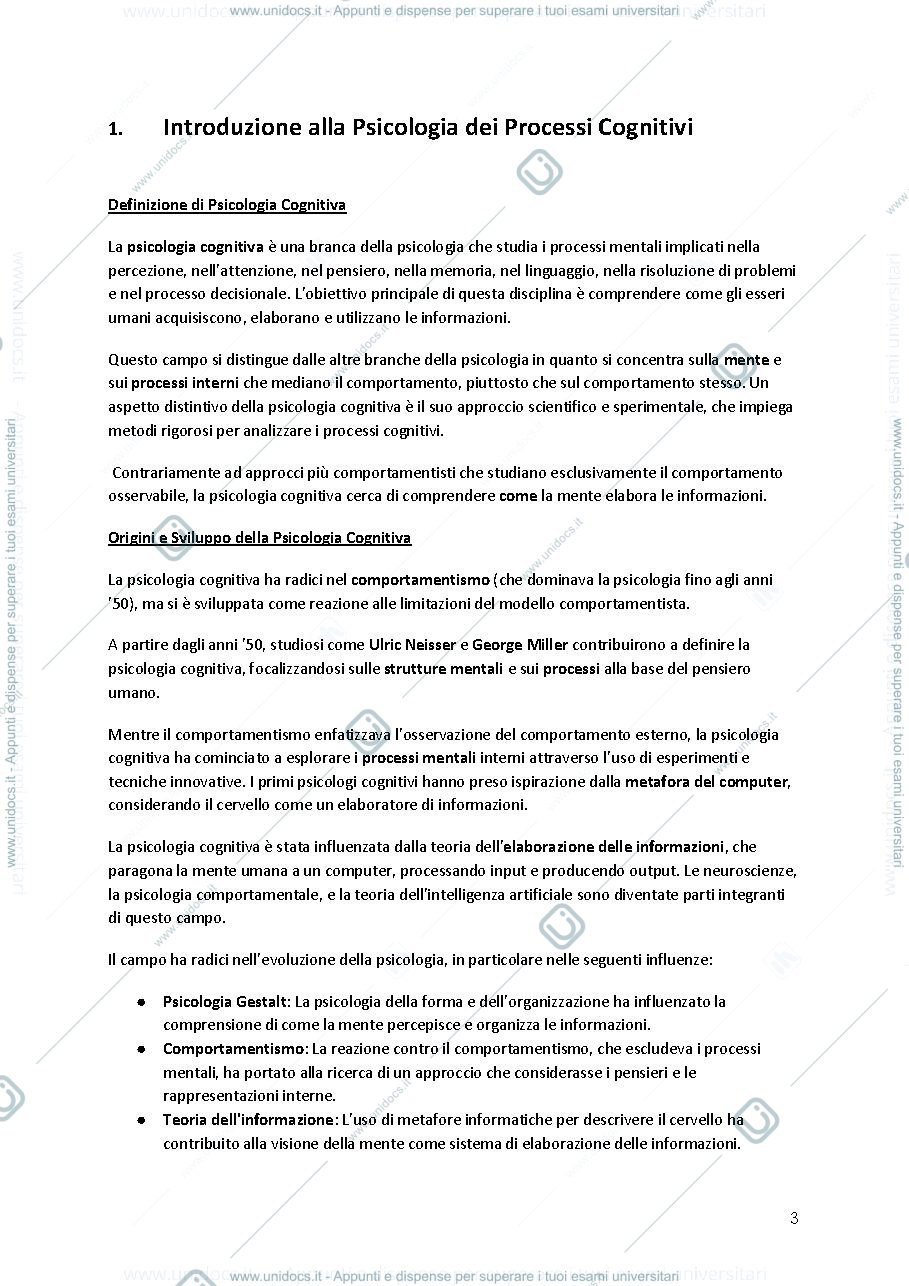 Anteprima pagina 3 — PSICOLOGIA DEI PROCESSI COGNITIVI:TEORIE E METODI