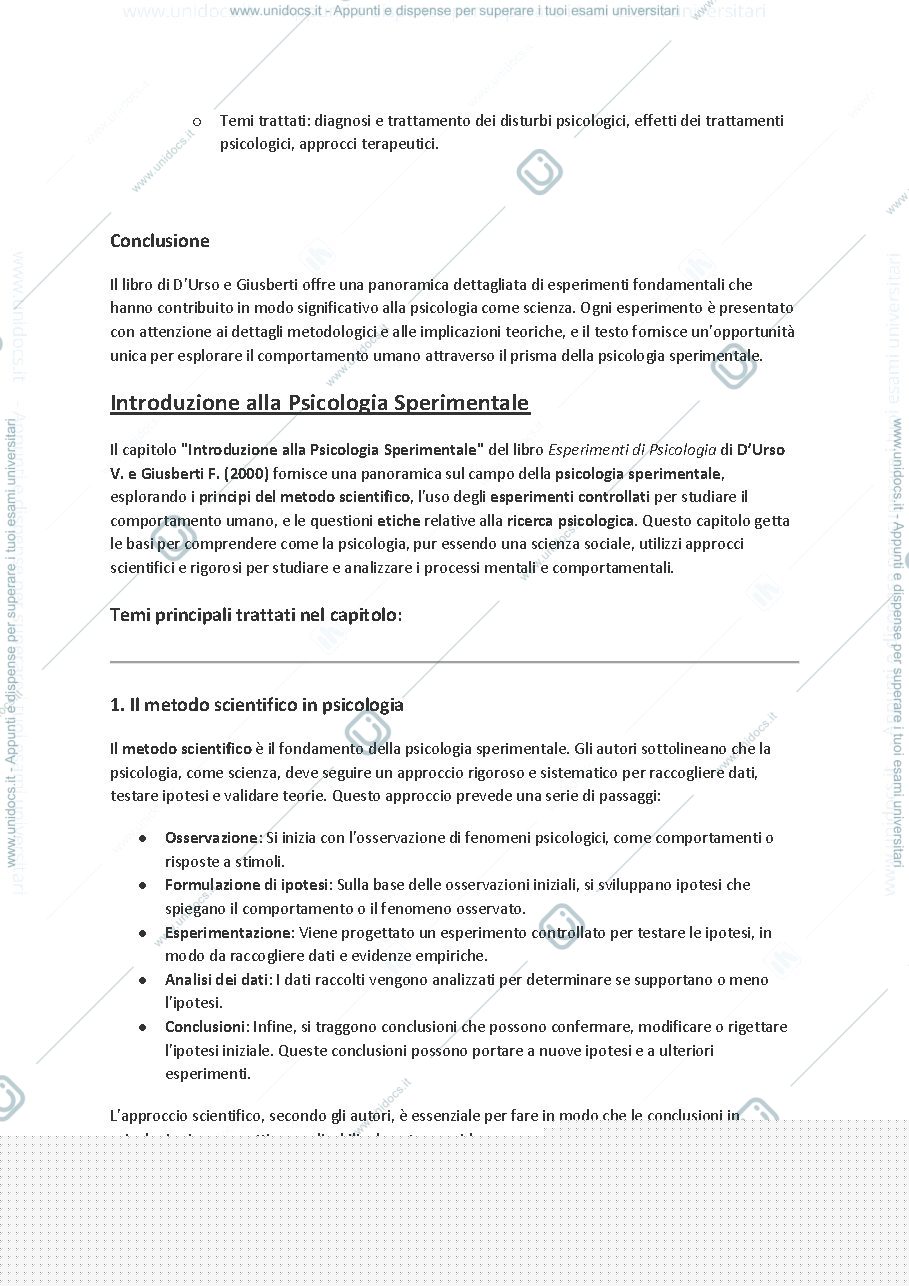 Anteprima pagina 3 — D’Urso V & Giusberti F (2000) Esperimenti di Psicologia