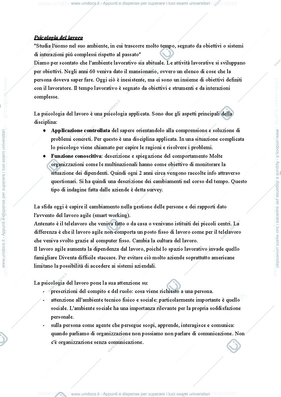 Anteprima pagina 1 — Introduzione alla psicologia del lavoro e delle organizzazioni