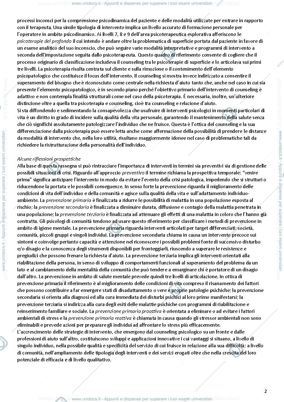 Anteprima pagina 2 — Riassunto del libro "Counseling e relazione d'aiuto".