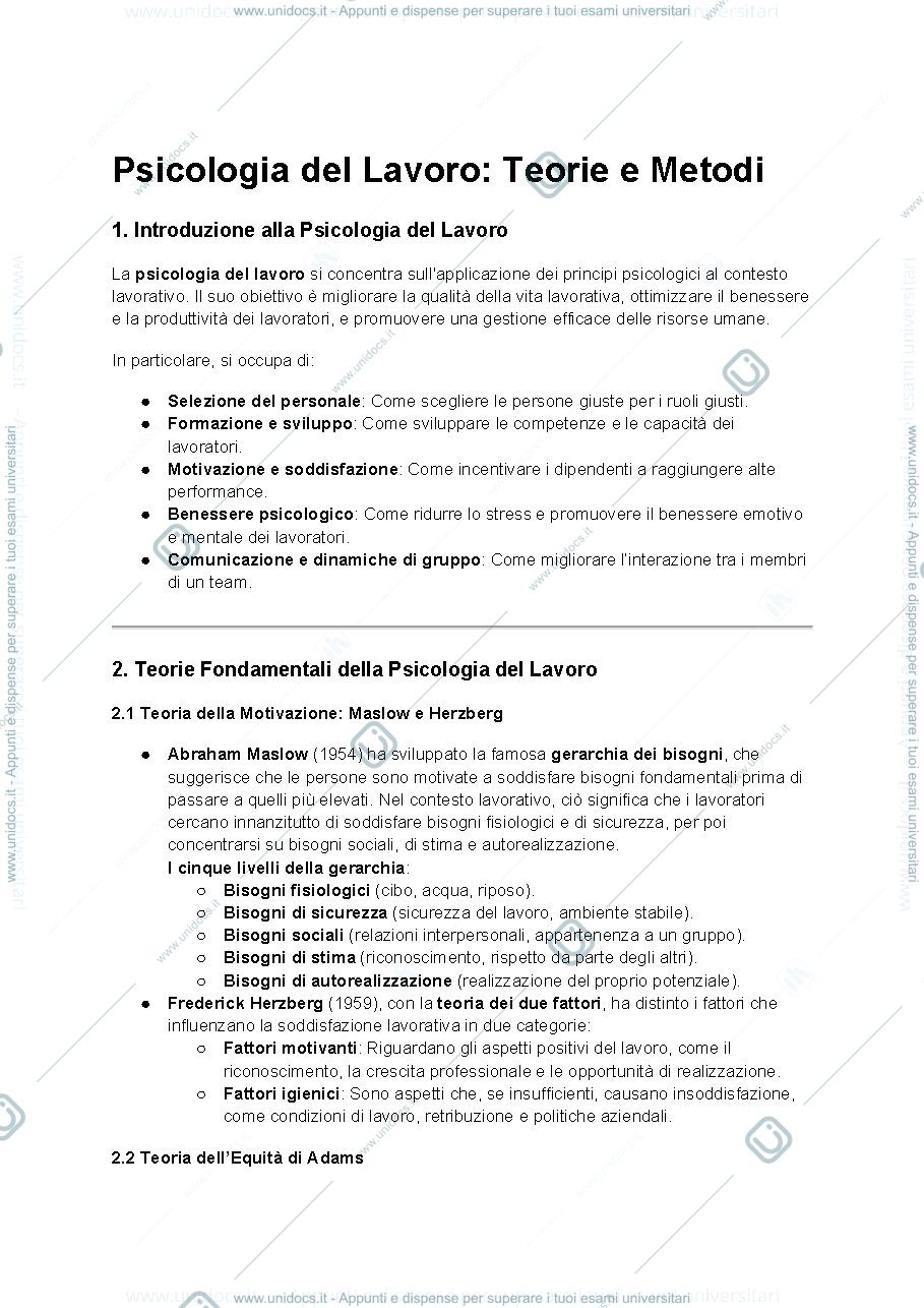 Anteprima pagina 1 — PSICOLOGIA DEL LAVORO