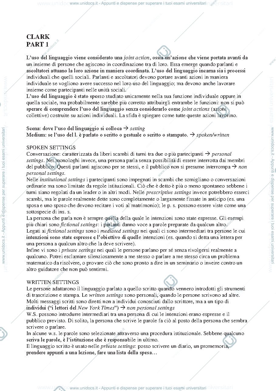 Anteprima pagina 1 — Appunti esame psicolinguistica articolo a scelta Barsalou