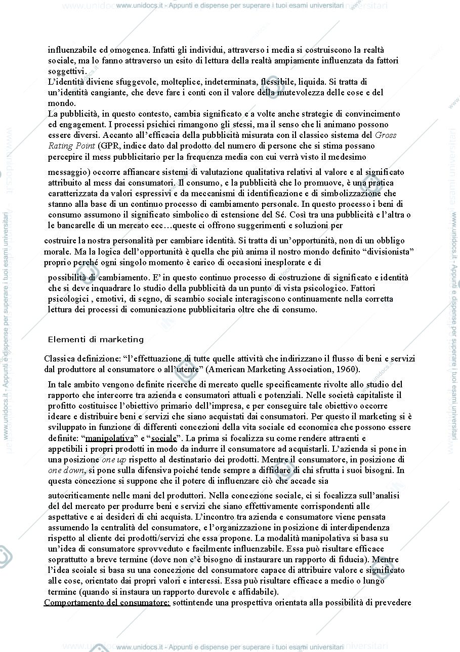 Anteprima pagina 2 — Riassunto "Psicologia della Pubblicità" (Mancini)