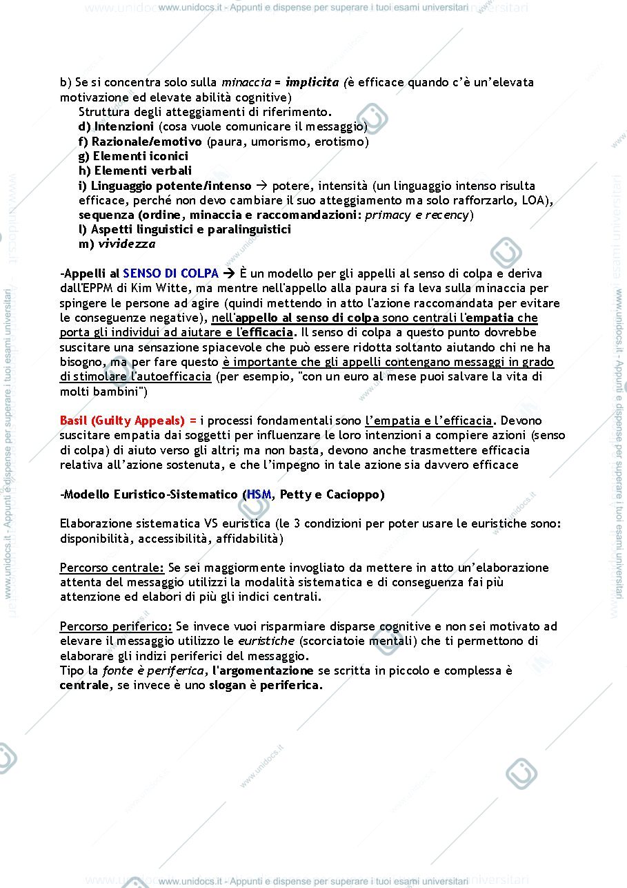 Anteprima pagina 2 — Domande orale "Psicologia della Comunicazione Persuasiva"