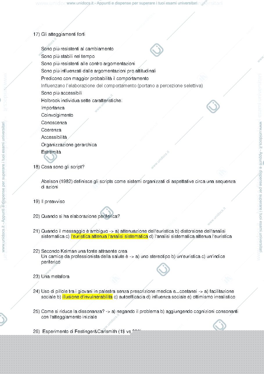 Anteprima pagina 2 — Domande esame psicologia della comunicazione persuasiva