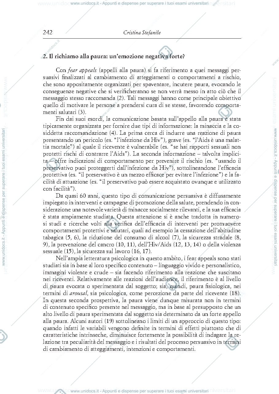 Anteprima pagina 2 — "Fear Appeals in psicologia della salute" (Stefanile)