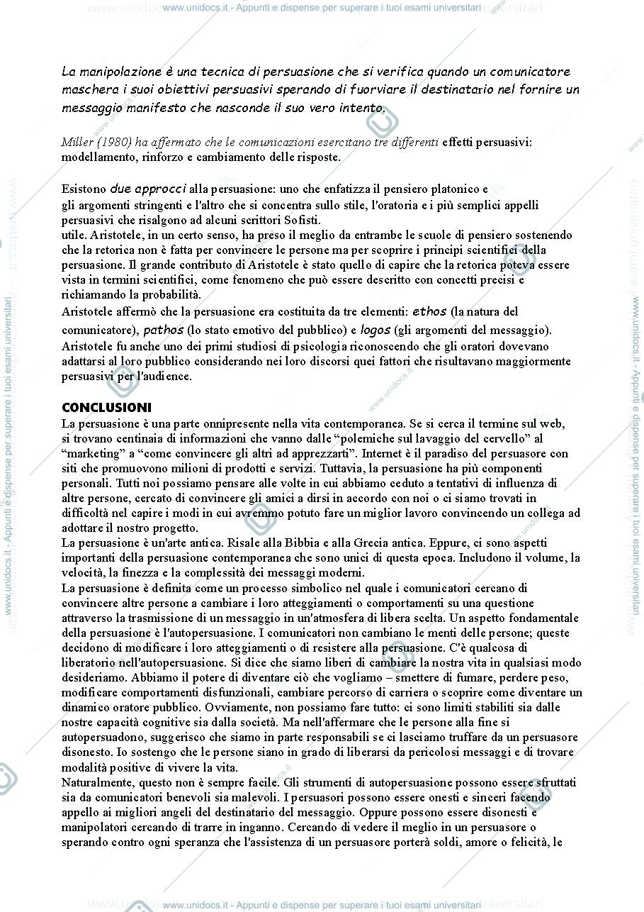Anteprima pagina 3 — Riassunto "Le Dinamiche della Persuasione" (Perloff)