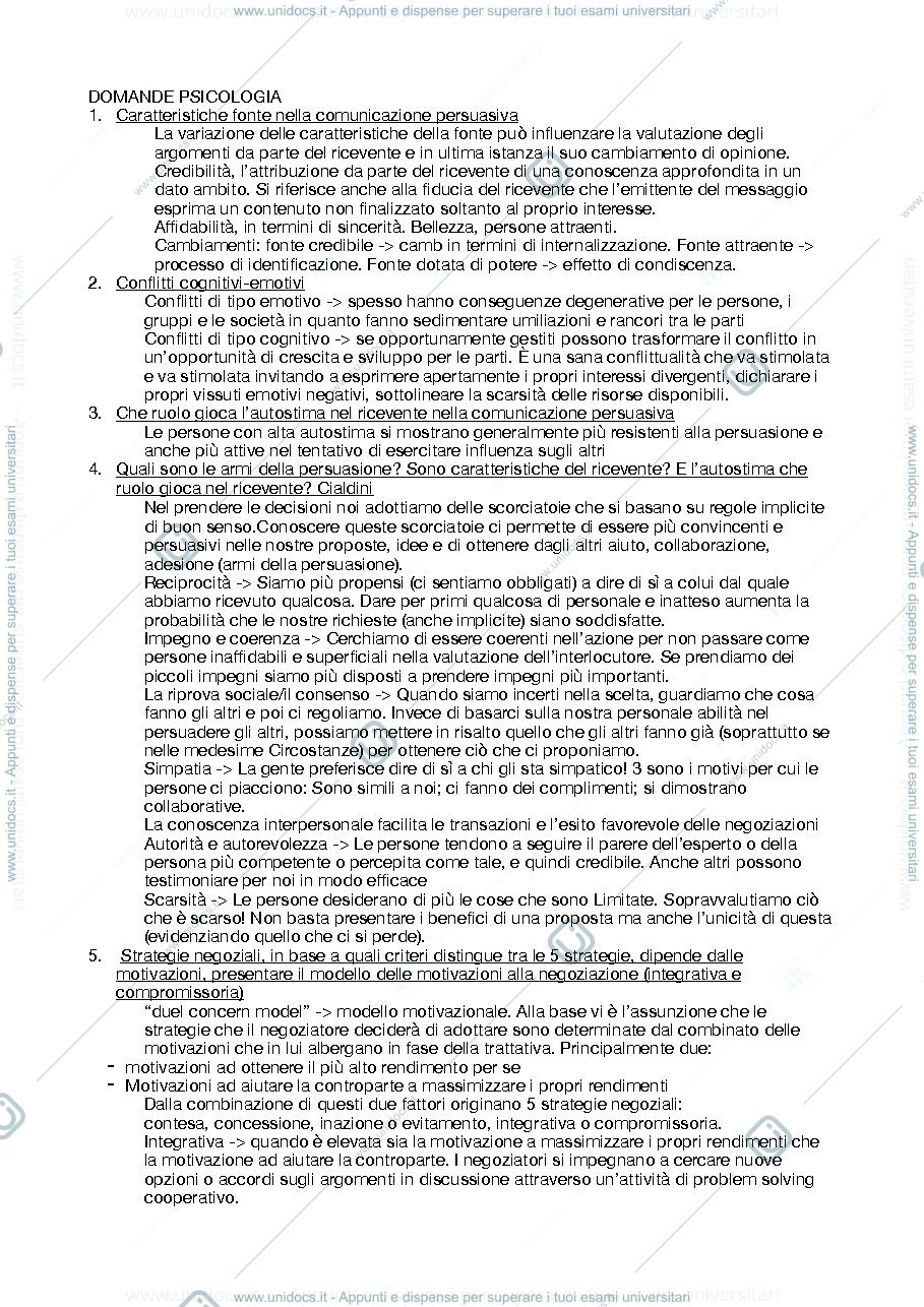 Anteprima pagina 1 — Domande esame maggio 2020