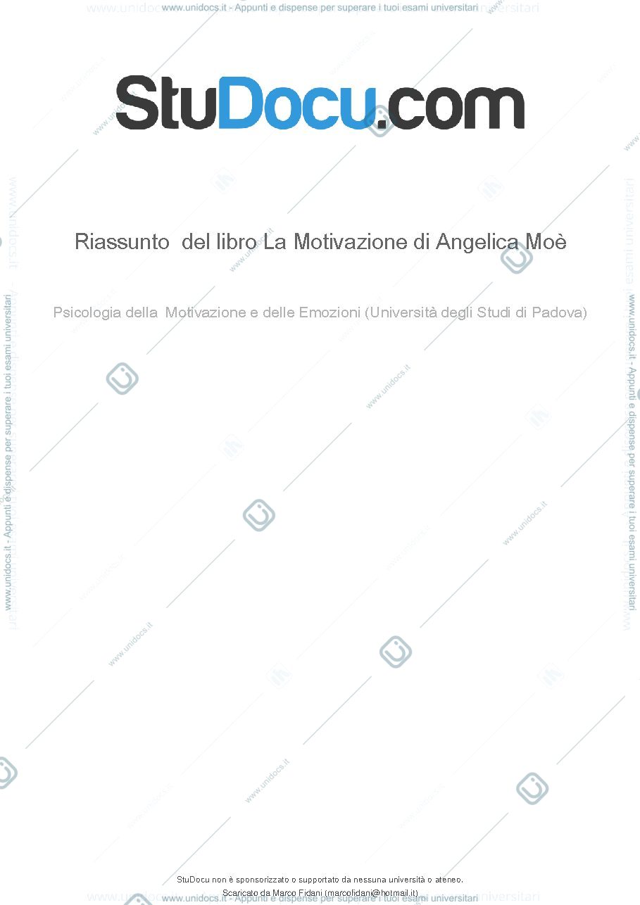 Anteprima pagina 1 — Psicologia della Motivazione e delle emozioni