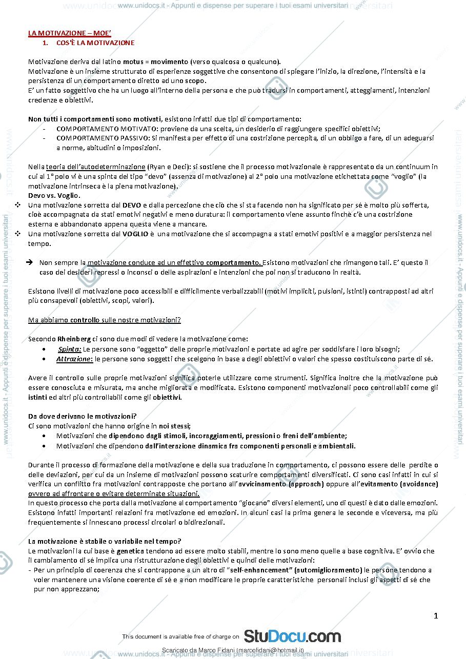 Anteprima pagina 2 — Psicologia della Motivazione e delle emozioni