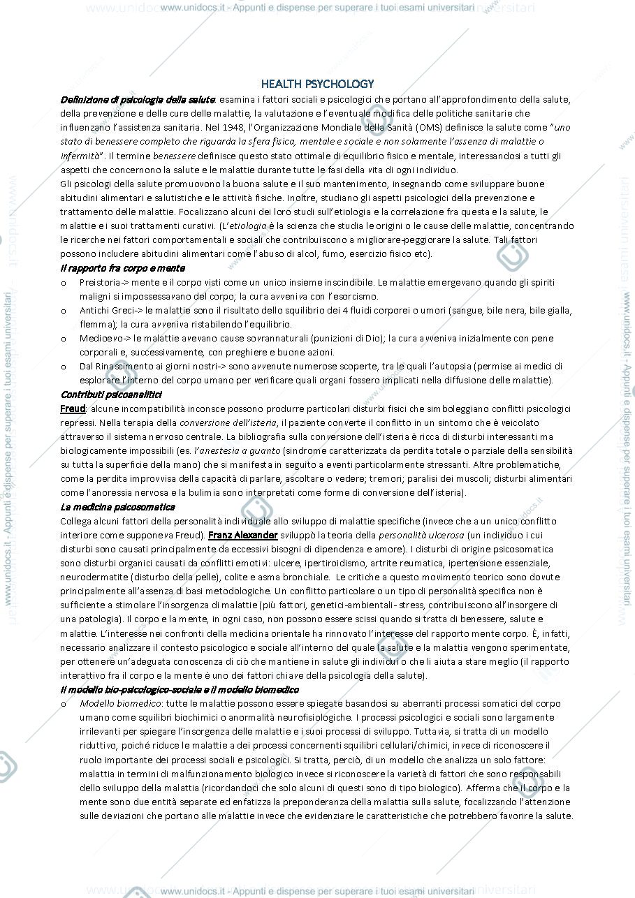 Anteprima pagina 1 — Riassunto libro "Health Psychology (10th edition)" di Taylor 