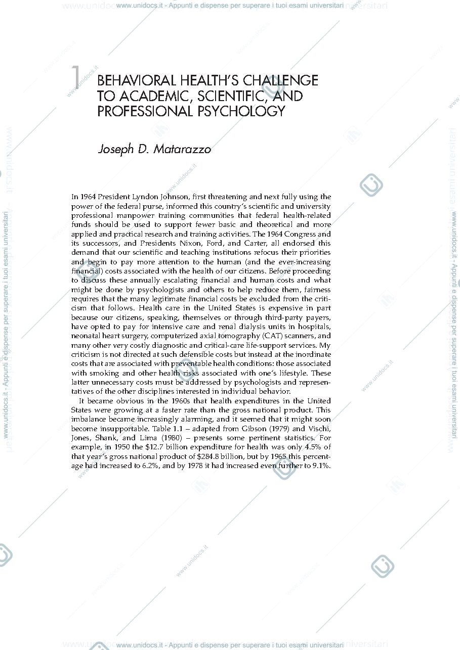 Anteprima pagina 1 — Articolo Matarazzo per esame Psicologia della Salute