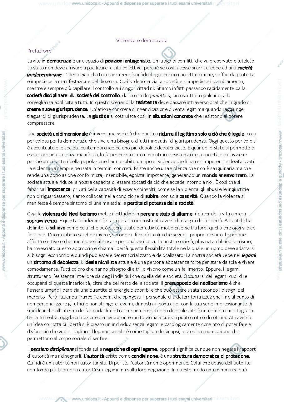 Anteprima pagina 1 — Violenza e Democrazia