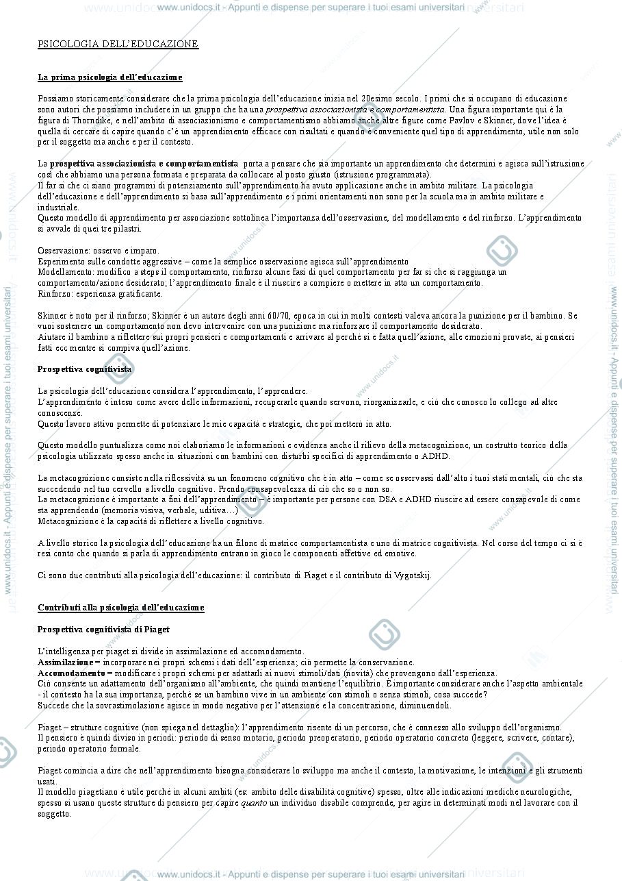 Anteprima pagina 1 — Introduzione alla psicologia dell'educazione