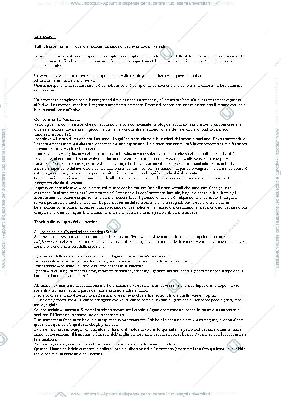 Anteprima pagina 1 — Emozioni e teoria dell'attaccamento