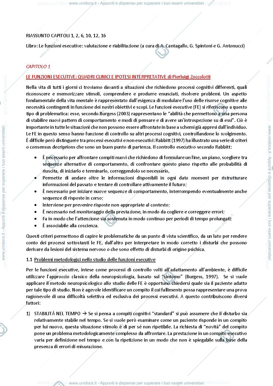 Anteprima pagina 1 — Le Funzioni Esecutive