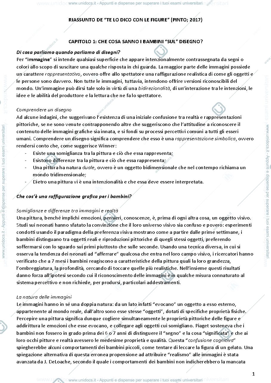 Anteprima pagina 1 — Riassunto "Te lo dico con le figure".