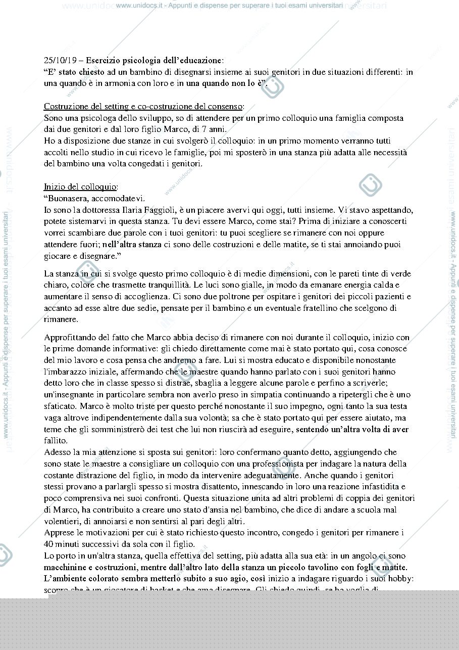 Anteprima pagina 1 — Esercizio sull'interpretazione del disegno infantile
