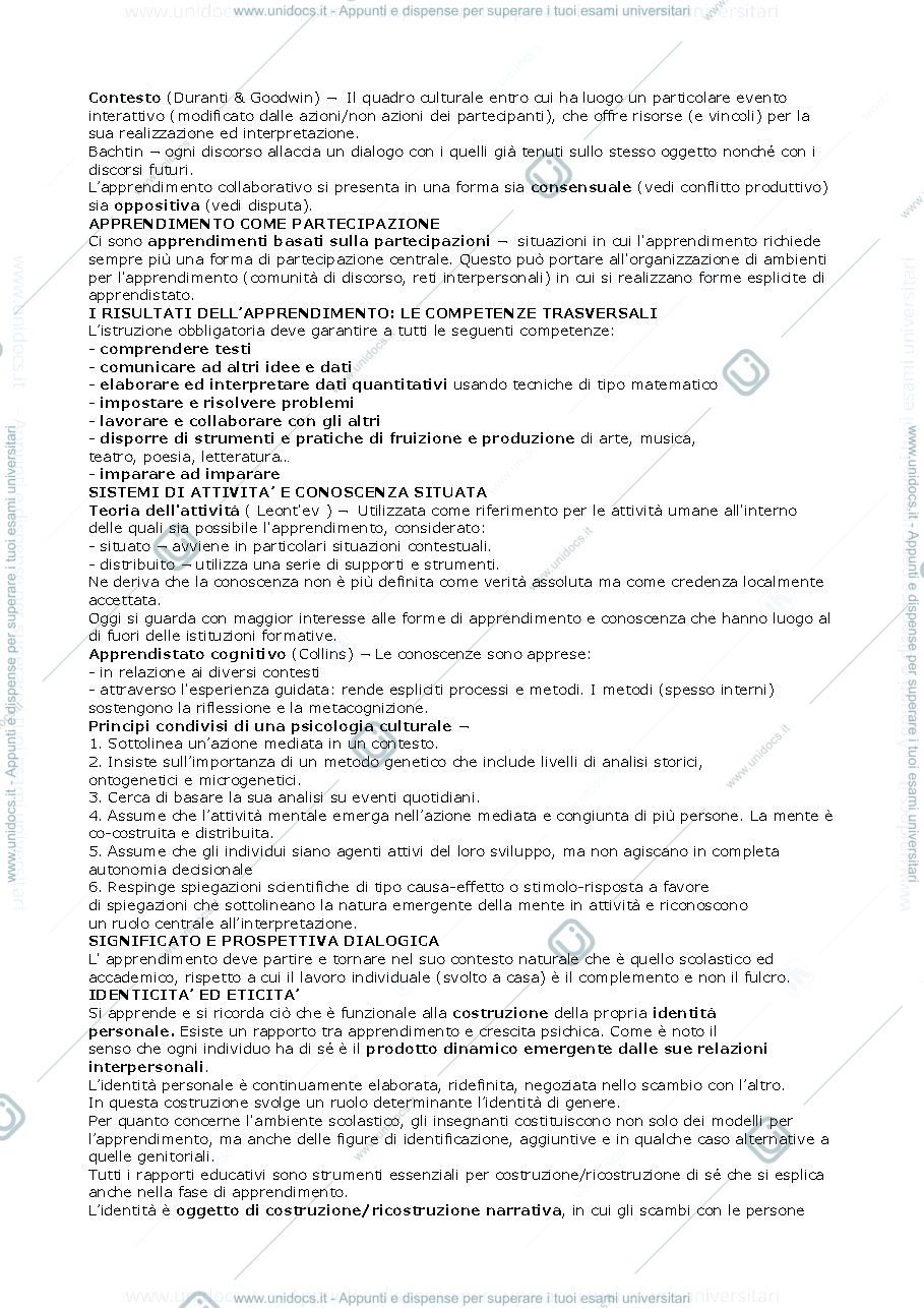 Anteprima pagina 2 — Riassunto "Manuale di Psicologia dell'Educazione" (Pontecorvo)