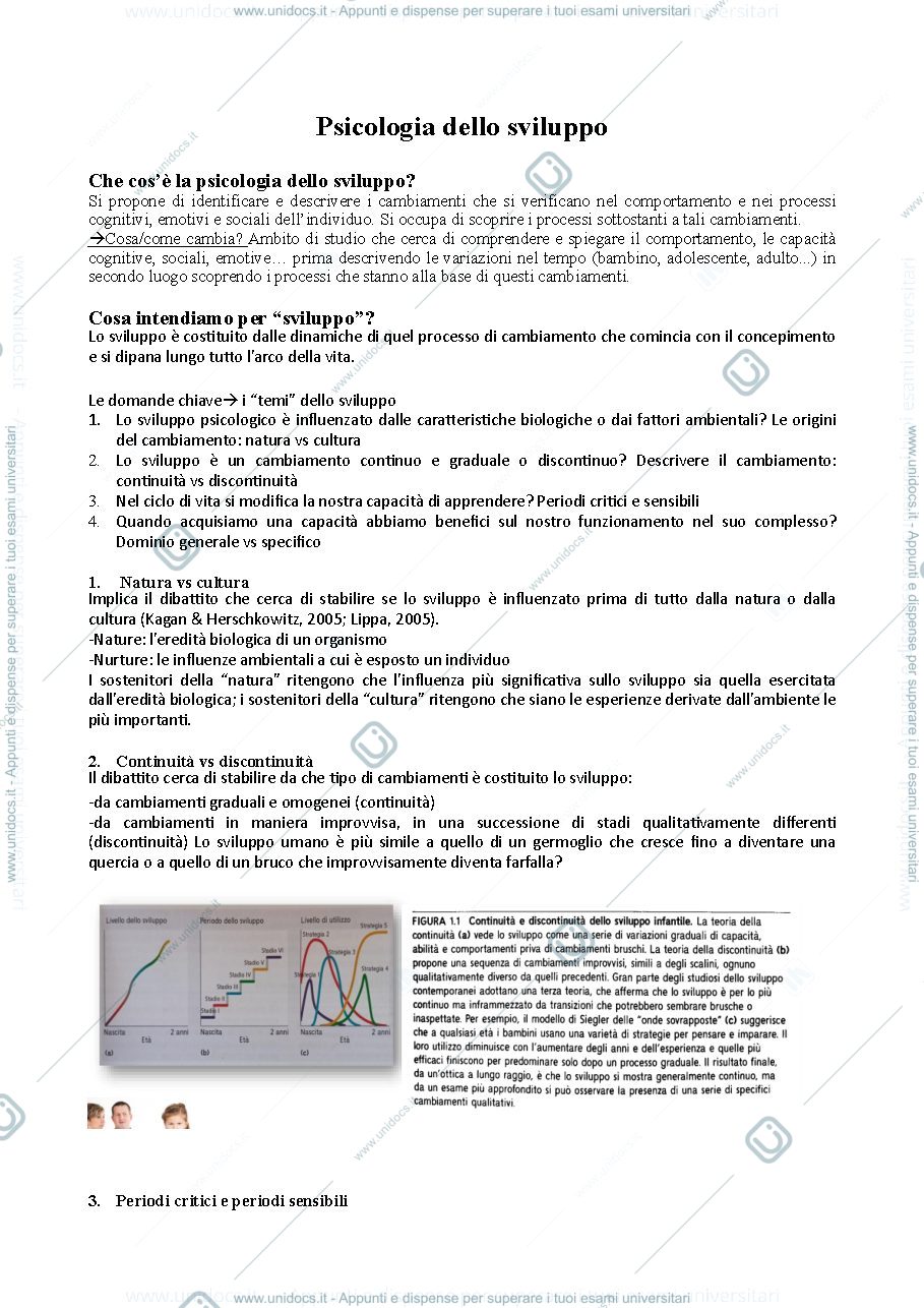 Anteprima pagina 1 — Appunti psicologia dello sviluppo