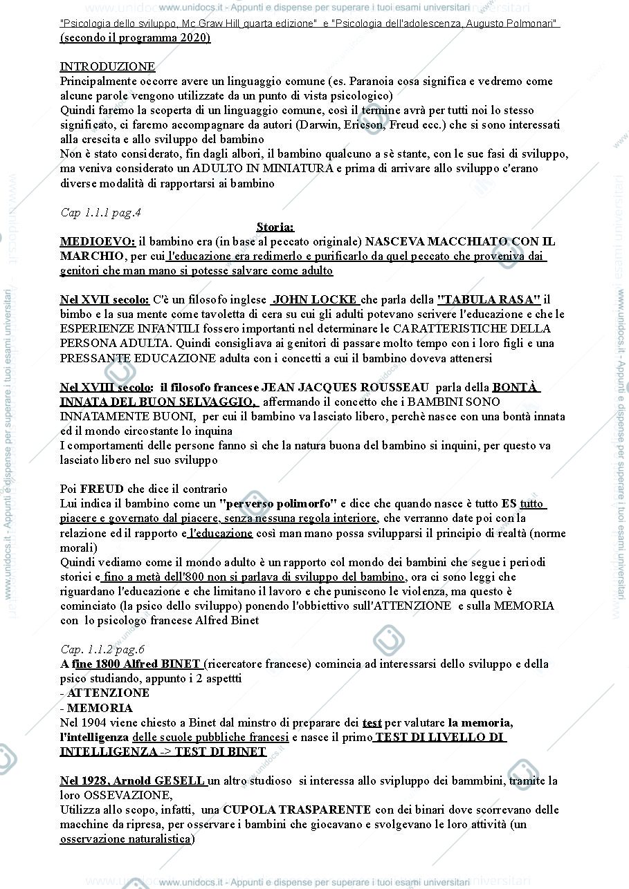 Anteprima pagina 1 — PSICOLOGIA DELLO SVILUPPO