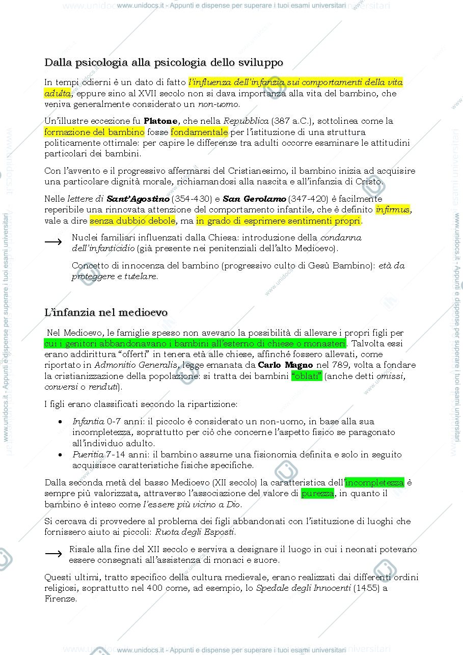 Anteprima pagina 1 — Psicologia dello sviluppo