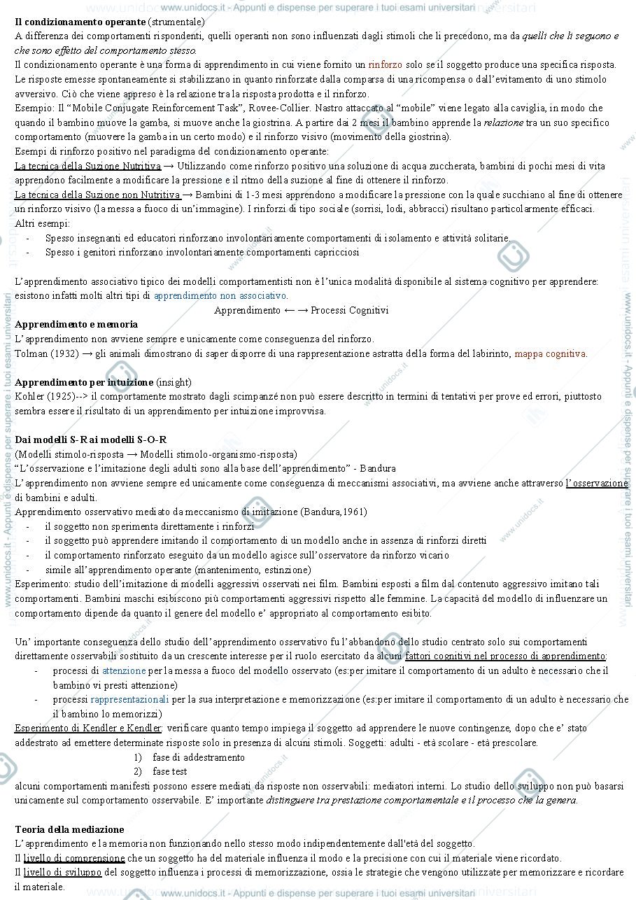 Anteprima pagina 2 — Psicologia dello sviluppo: Sviluppo Cognitivo