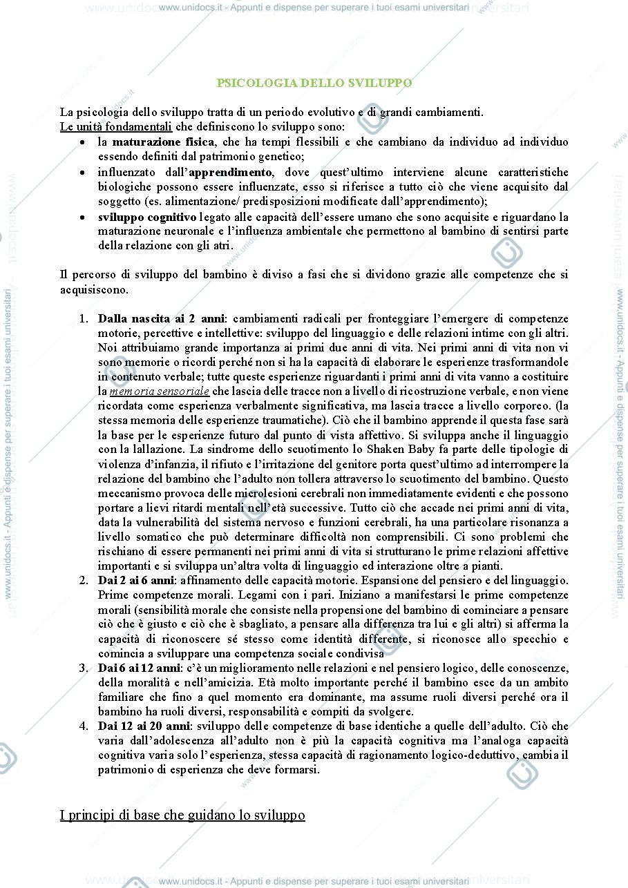 Anteprima pagina 1 — Psicologia dello sviluppo1