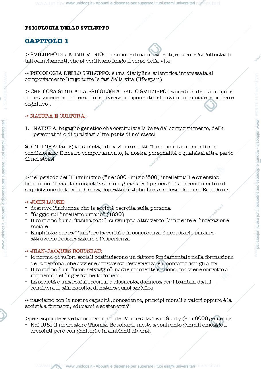 Anteprima pagina 1 — Appunti prima parte Sviluppo