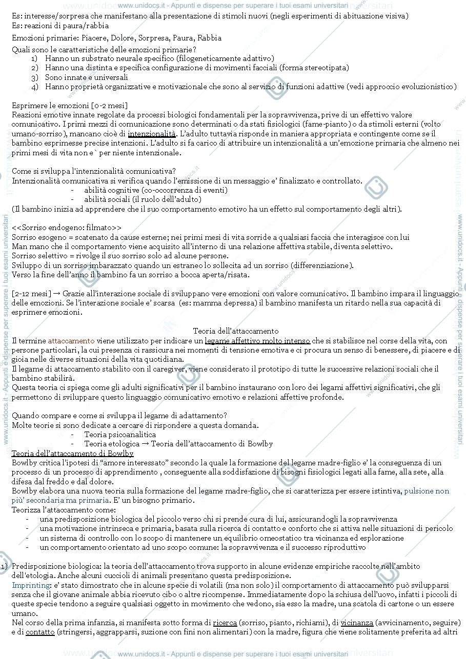 Anteprima pagina 2 — PSICOLOGIA DELLO SVILUPPO: Riassunto sviluppo emotivo e sociale