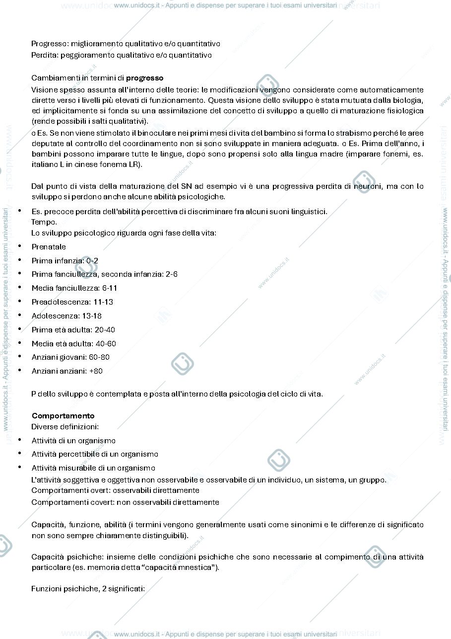 Anteprima pagina 2 — Psicologia dello sviluppo - prof. caprin