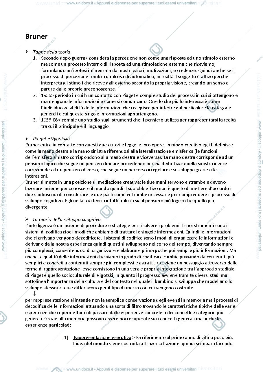 Anteprima pagina 1 — appunti psicologia dello sviluppo 