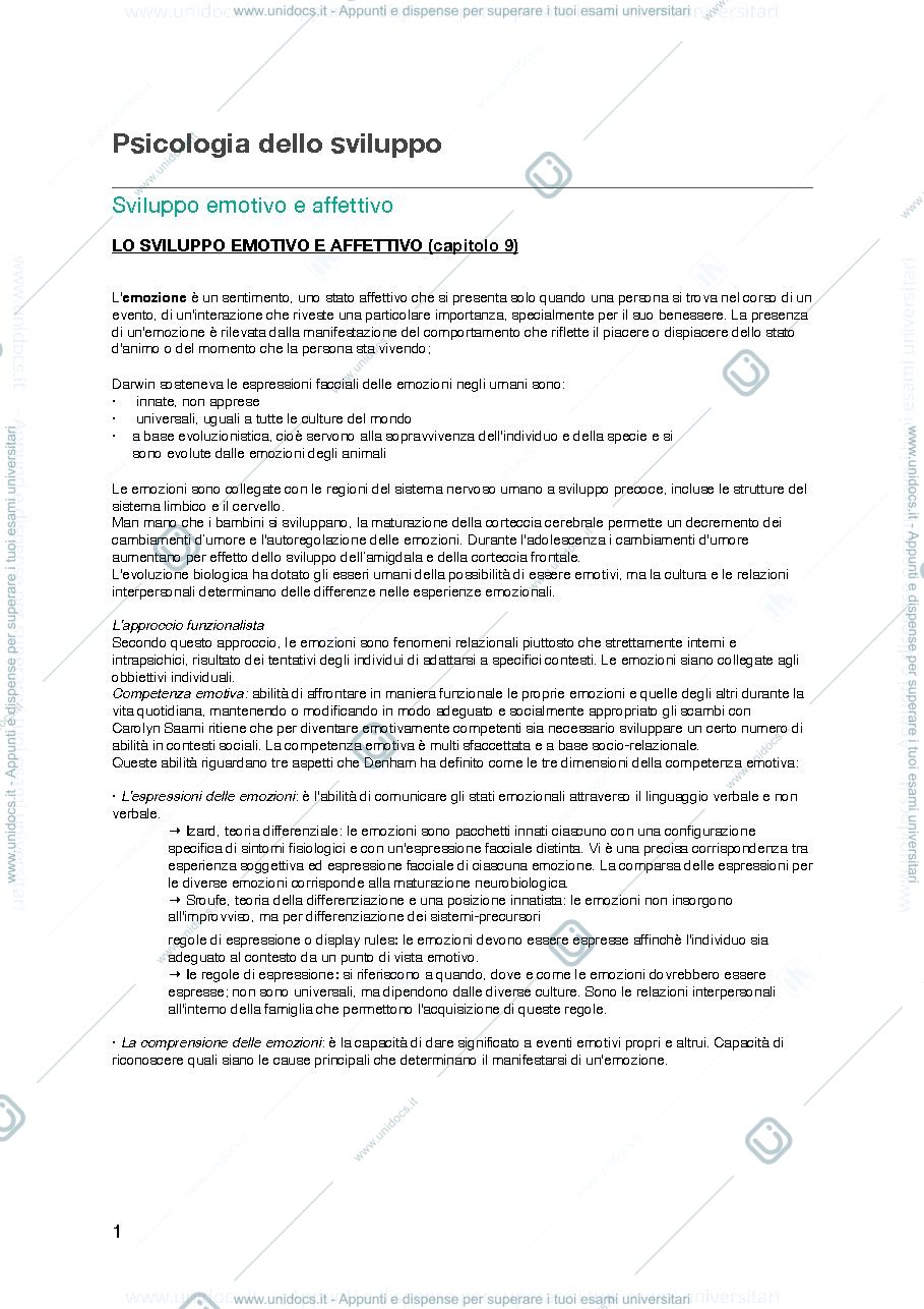 Anteprima pagina 1 — Manuale psicologia dello sviluppo 
