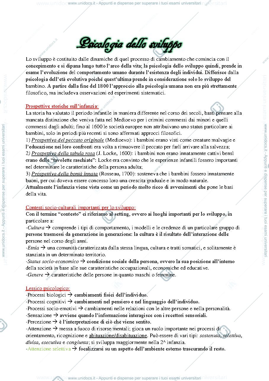 Anteprima pagina 1 — Psicologia dello sviluppo prof.ssa Menesini 