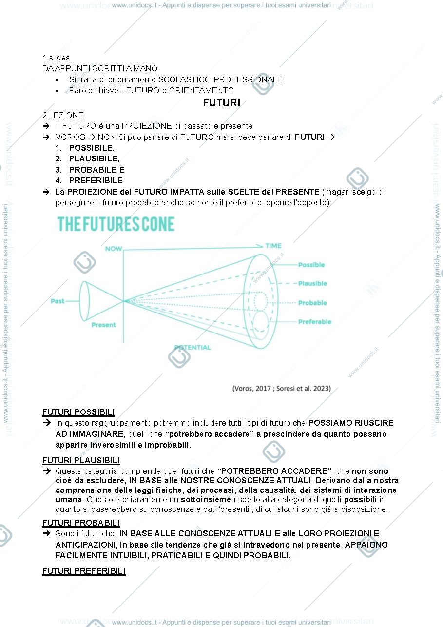 Anteprima pagina 1 — Appunti delle lezioni di Psicologia dell'orientamento
