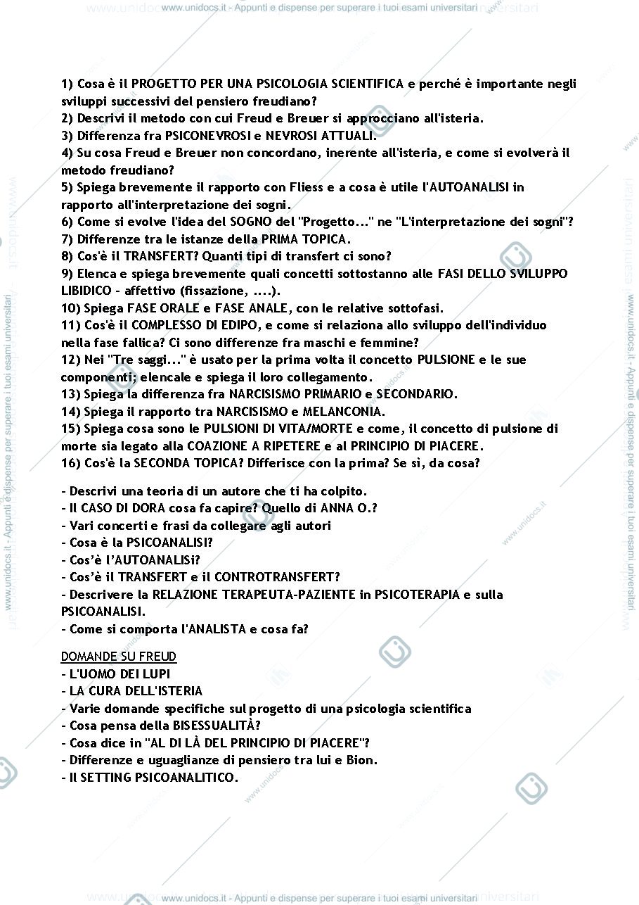 Anteprima pagina 2 — Appunti e domande Psicologia Dinamica (Lauro Grotto/Ieri)