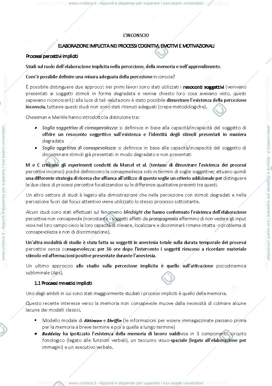 Anteprima pagina 2 — Inconscio fra ricerca clinica e scienza cognitiva