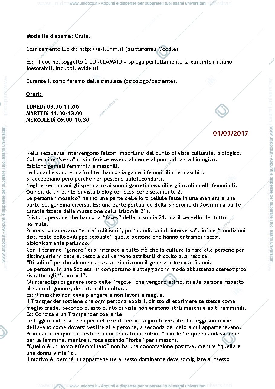 Anteprima pagina 2 — Appunti lezioni per esame Psicologia e Psicopatologia del Comportamento Sessuale