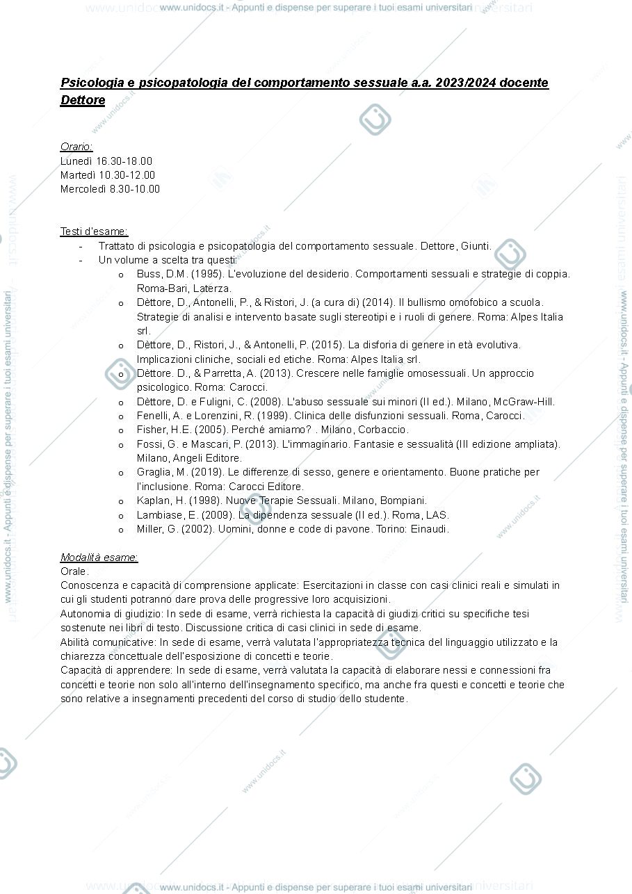 Anteprima pagina 1 — Appunti Dettore 2024