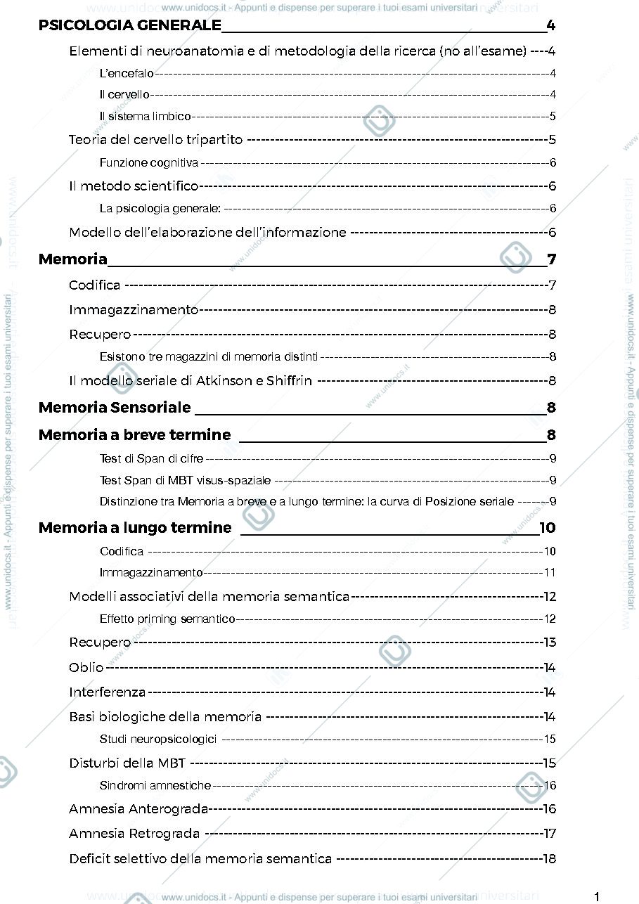 Anteprima pagina 1 — Psicologia generale
