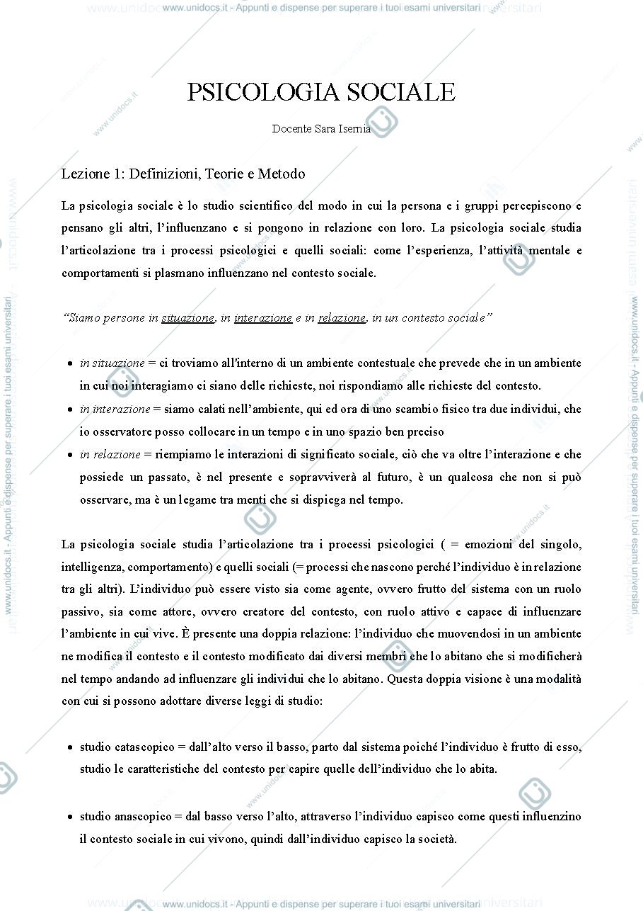 Anteprima pagina 1 — Psicologia sociale 