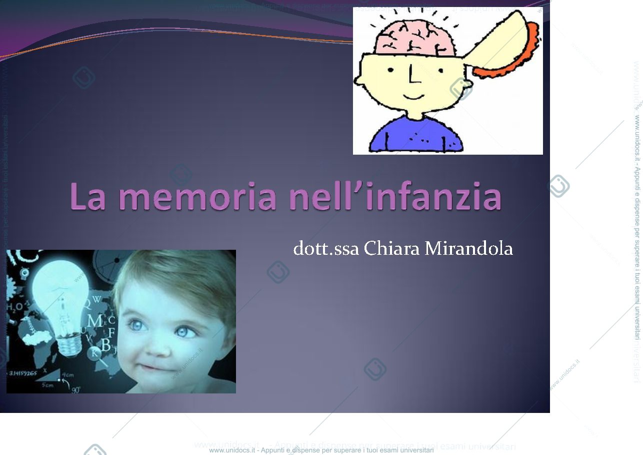 Anteprima pagina 1 — memoria nell'infanzia
