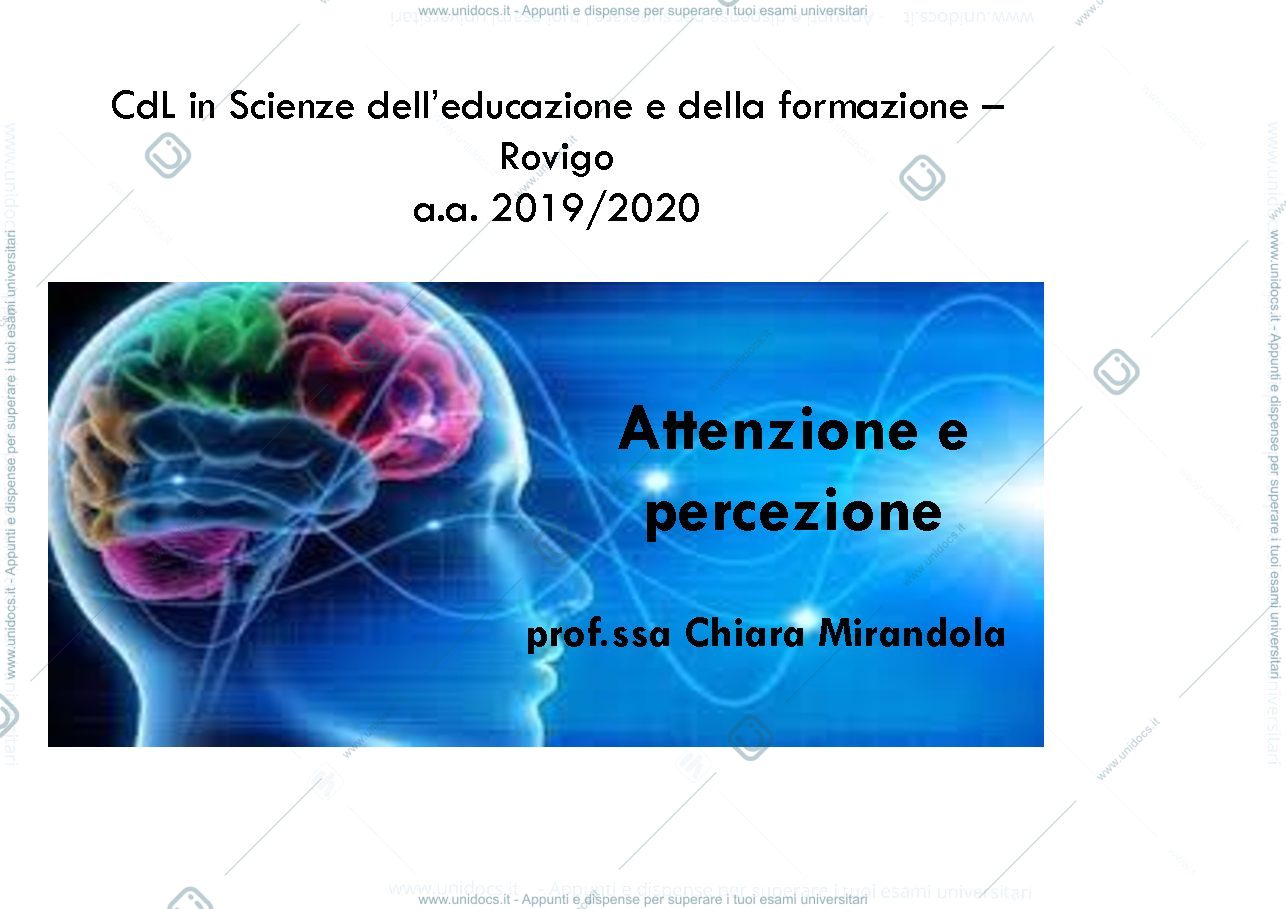 Anteprima pagina 1 — attenzione e percezione