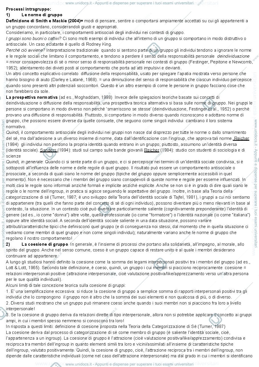 Anteprima pagina 1 — Psicologia sociale, seconda parte