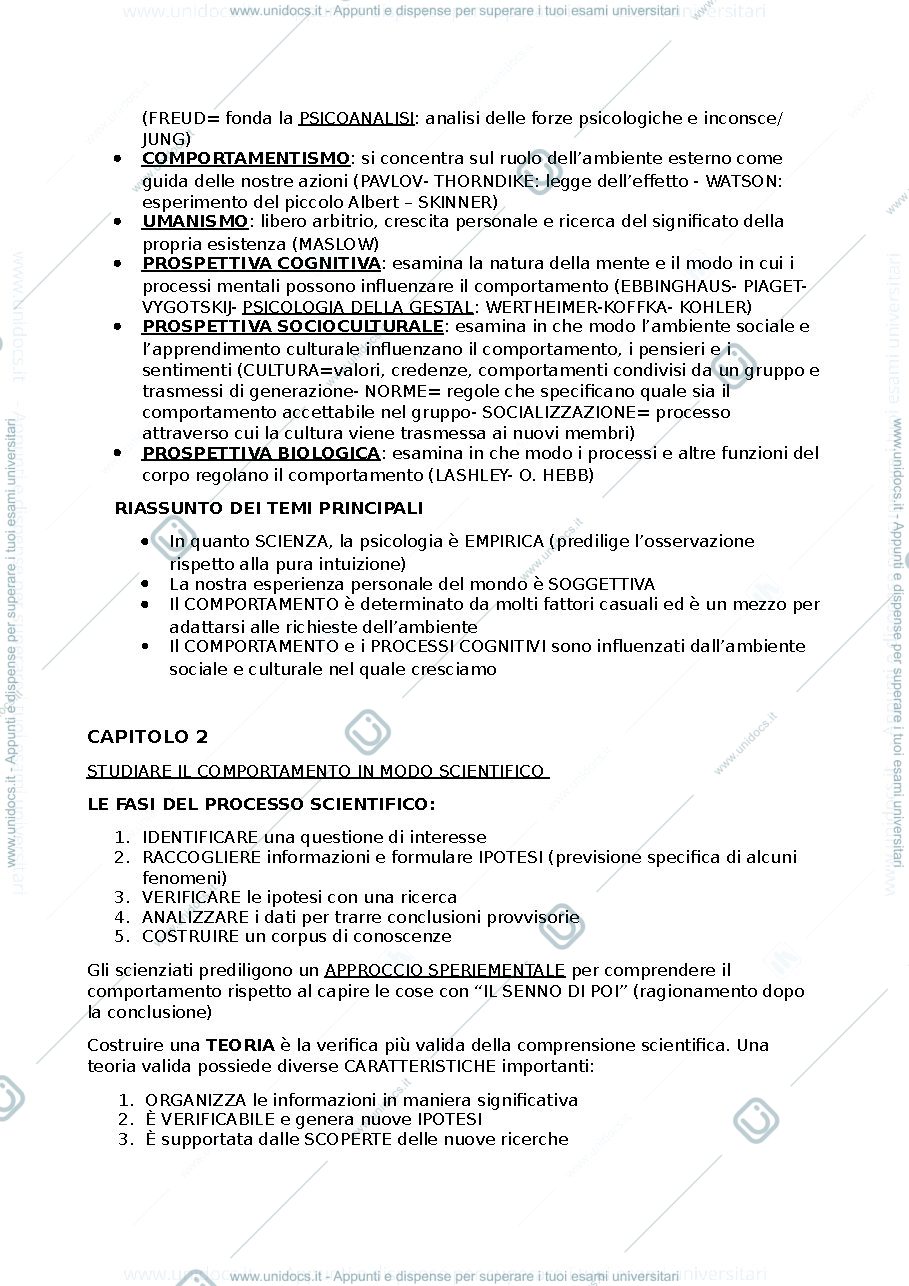 Anteprima pagina 2 — riassunto psicologia generale 