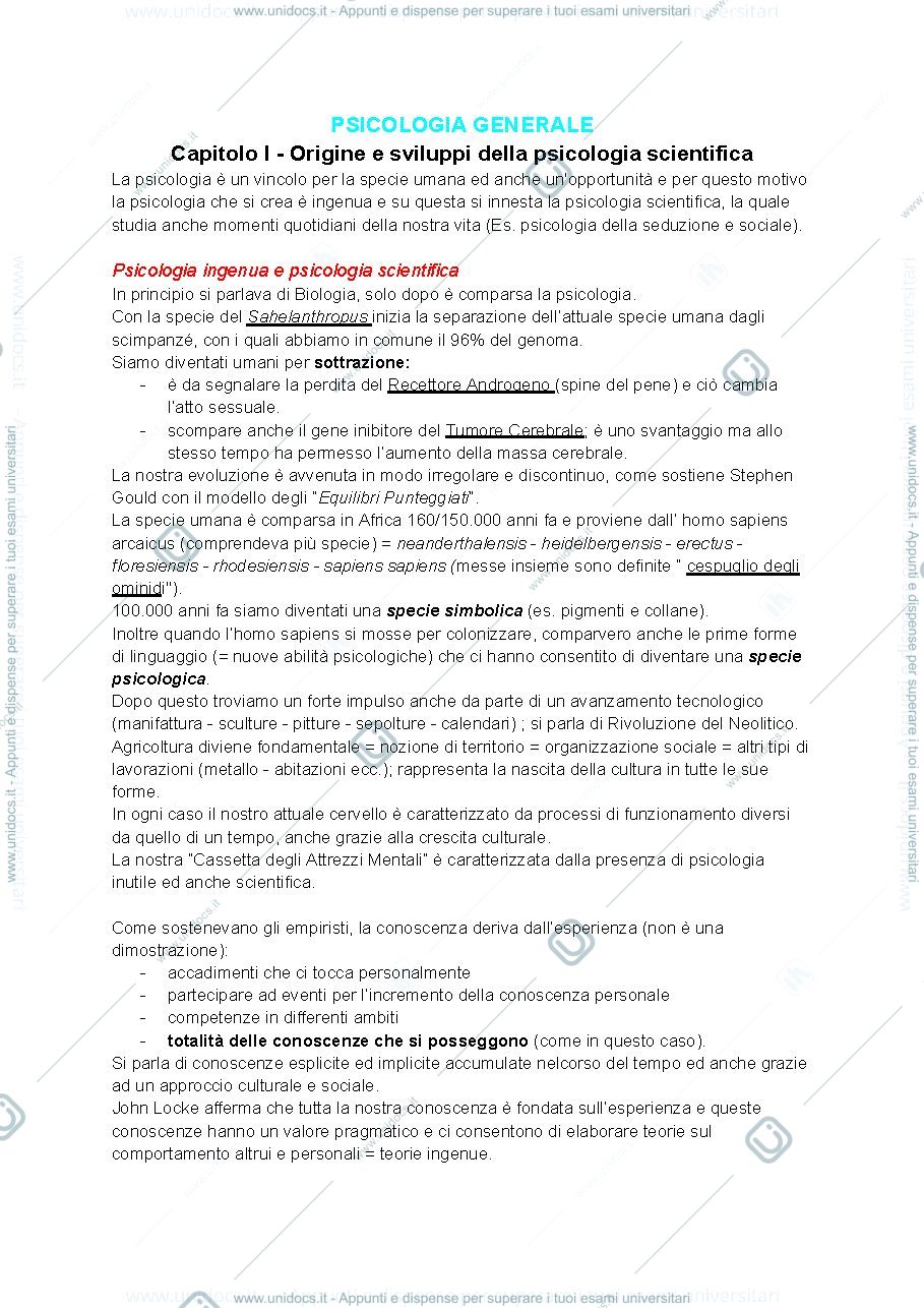 Anteprima pagina 1 — psicologia generale