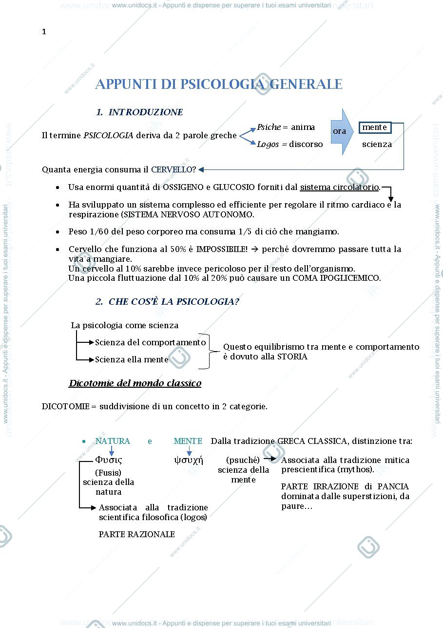 Anteprima pagina 1 — PSICOLOGIA GENERALE DELLA COMUNICAZIONE